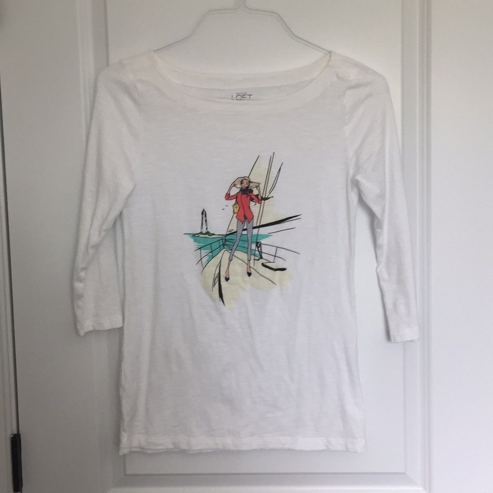 Loft 3/4 inch sleeve graphic T-shirt, size small